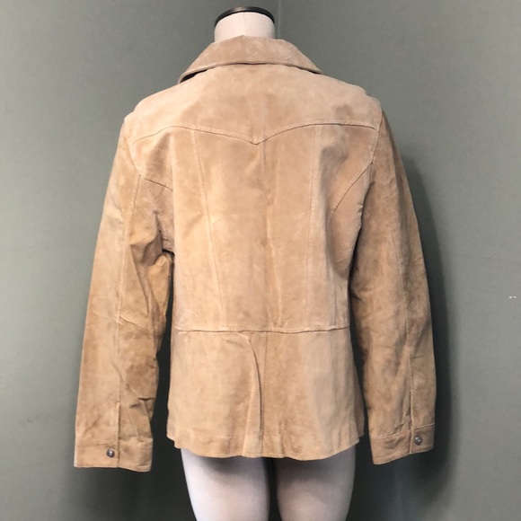 Suede Jacket Beige Brown Southwestern Cervelle Leather Sz Large - Picture 7 of 11